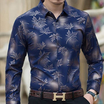 New Social Long Sleeve Maple Leaf Designer Shirts Men Slim Fit Vintage Fashions Men's Shirt Man Dress Jersey Clothing 36565