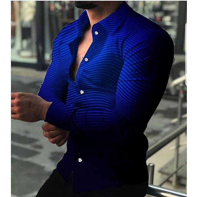 Luxury Men Shirts Turn-down Collar Buttoned Shirt Casual Designer Stripe Print Long Sleeve Tops Mens Clothes Prom Party Cardigan