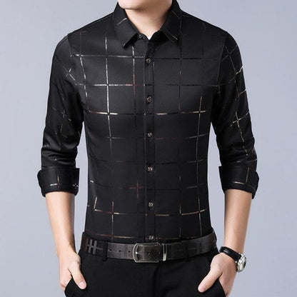 Brand Casual Spring Luxury Plaid Long Sleeve Slim Fit Men Shirt Streetwear Social Dress Shirts Mens Fashions Jersey 2309