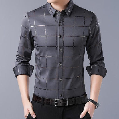 Brand Casual Spring Luxury Plaid Long Sleeve Slim Fit Men Shirt Streetwear Social Dress Shirts Mens Fashions Jersey 2309