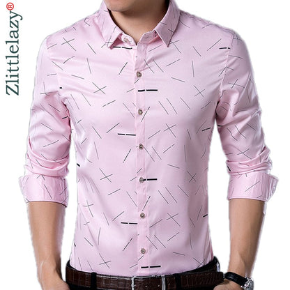 Social Long Sleeve Line Designer Shirts Men Slim Fit Vintage Fashions Men's Shirt Man Dress Jersey Casual Clothing 36814