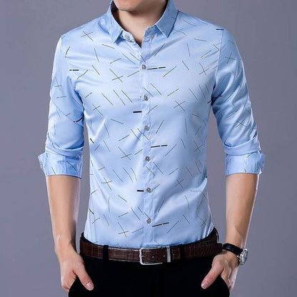 Social Long Sleeve Line Designer Shirts Men Slim Fit Vintage Fashions Men's Shirt Man Dress Jersey Casual Clothing 36814