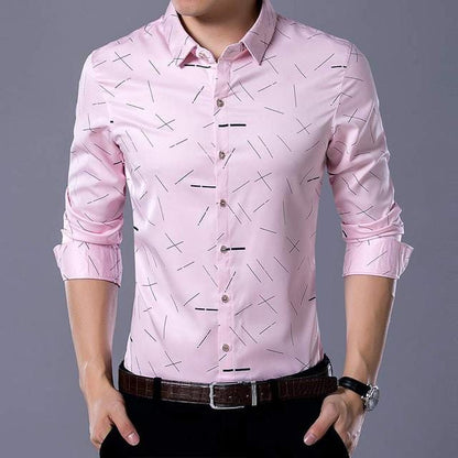 Social Long Sleeve Line Designer Shirts Men Slim Fit Vintage Fashions Men's Shirt Man Dress Jersey Casual Clothing 36814