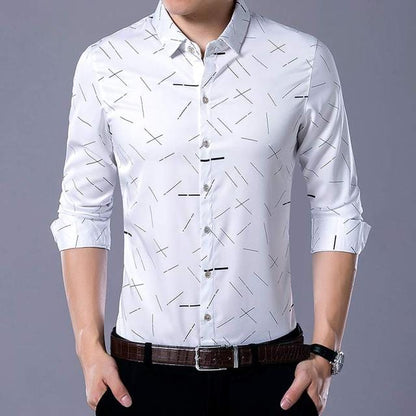 Social Long Sleeve Line Designer Shirts Men Slim Fit Vintage Fashions Men's Shirt Man Dress Jersey Casual Clothing 36814