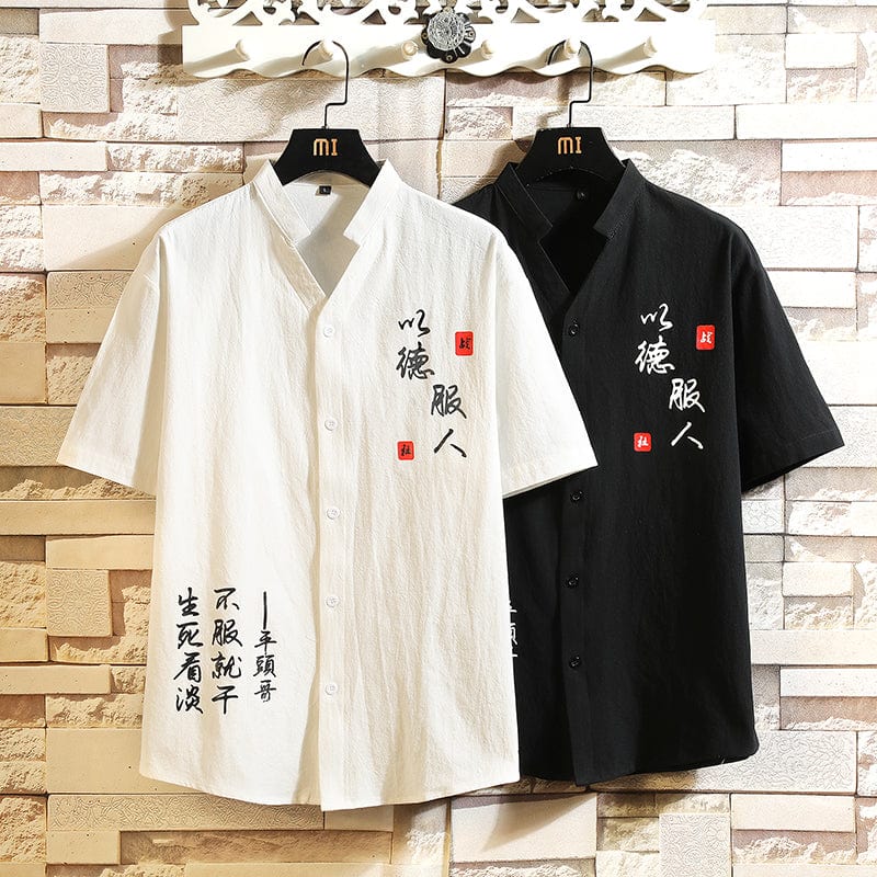 Fashion Korea Design Hawaii Beach Short Sleeve Black White Casual Shirts Men&#39;s Print Blouse 2022 Summer Clothes OverSize 5XL 6XL