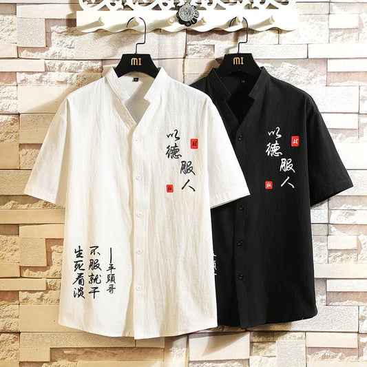 Fashion Korea Design Hawaii Beach Short Sleeve Black White Casual Shirts Men&#39;s Print Blouse 2022 Summer Clothes OverSize 5XL 6XL