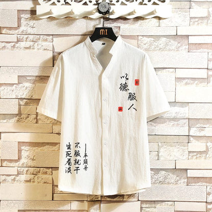Fashion Korea Design Hawaii Beach Short Sleeve Black White Casual Shirts Men's Print Blouse  Summer Clothes OverSize 5XL 6XL