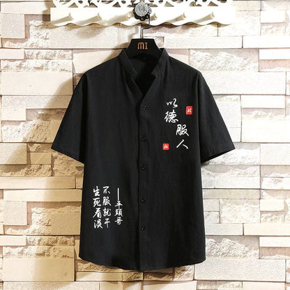 Fashion Korea Design Hawaii Beach Short Sleeve Black White Casual Shirts Men's Print Blouse  Summer Clothes OverSize 5XL 6XL