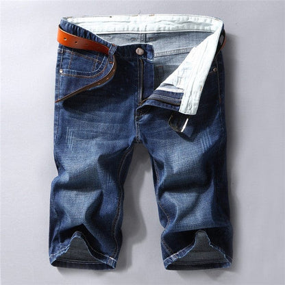 Men Denim Shorts  Summer New Style Thin Section Elastic Force Slim Fit Short Jeans Male Brand Clothing Black Blue