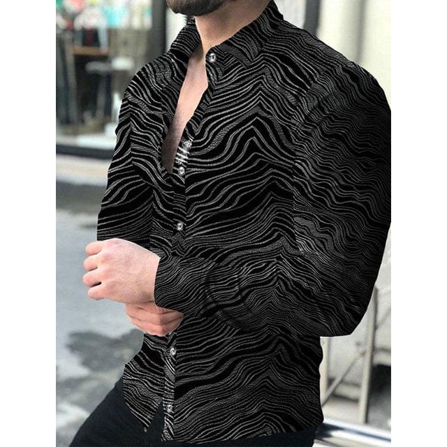 Luxury Men Shirts Turn-down Collar Buttoned Shirt Casual Designer Lattice Print Long Sleeve Tops Mens Clothes Club Prom Cardigan
