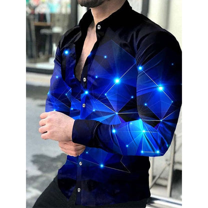 Luxury Men Shirts Turn-down Collar Buttoned Shirt Casual Designer Lattice Print Long Sleeve Tops Mens Clothes Club Prom Cardigan
