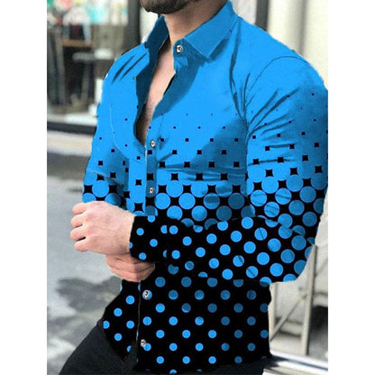 Luxury Men Shirts Turn-down Collar Buttoned Shirt Casual Designer Lattice Print Long Sleeve Tops Mens Clothes Club Prom Cardigan