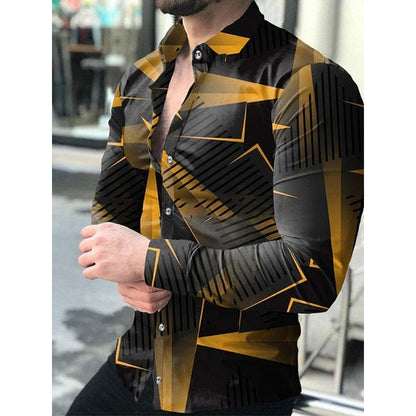 Luxury Men Shirts Turn-down Collar Buttoned Shirt Casual Designer Lattice Print Long Sleeve Tops Mens Clothes Club Prom Cardigan