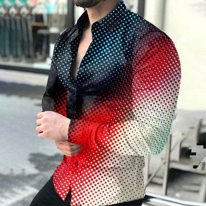 Luxury Men Shirts Turn-down Collar Buttoned Shirt Casual Designer Lattice Print Long Sleeve Tops Mens Clothes Club Prom Cardigan