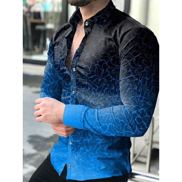 Luxury Men Shirts Turn-down Collar Buttoned Shirt Casual Designer Lattice Print Long Sleeve Tops Mens Clothes Club Prom Cardigan