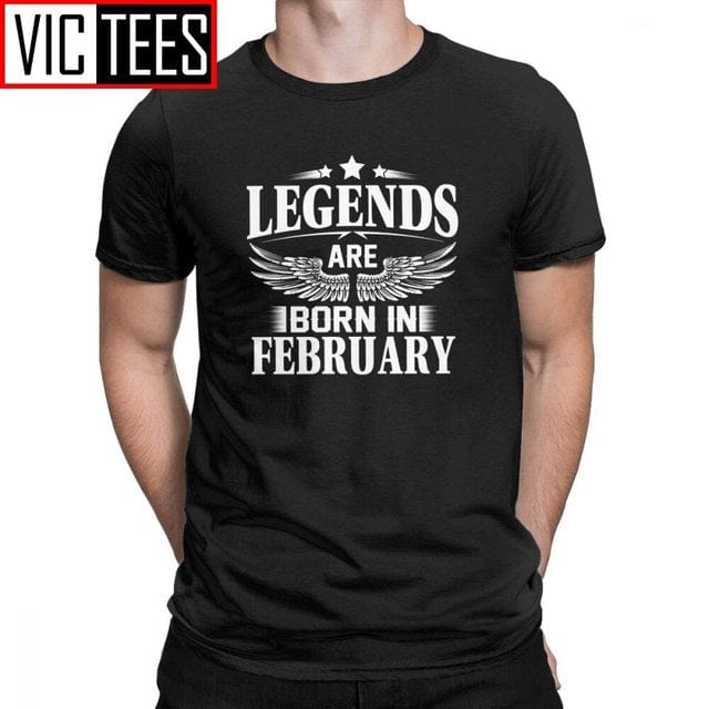 Legendele sunt născute în februarie, noutate, ziua de naștere, tricouri bărbați pentru bărbați cu mânecă scurtă, topuri, modele, tricou din bumbac pur cu gâtul turnat