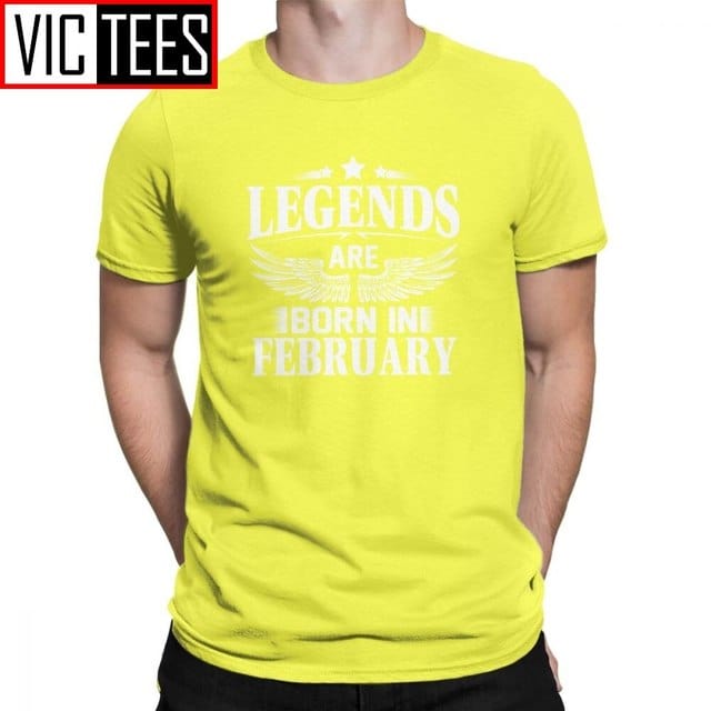 Legends Are Born In February Novelty Birthday Men T Shirts for Men Short Sleeve Tops Designs Tees Pure Cotton Crew Neck T-Shirt