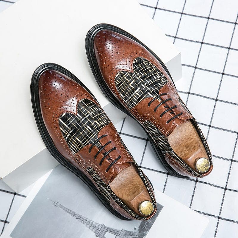 Men&#39;s Dress Oxford Shoes Fashion Genuine Leather printing Brogue Wedding Party Formal Business Shoes for Men Comfy Leather shoes