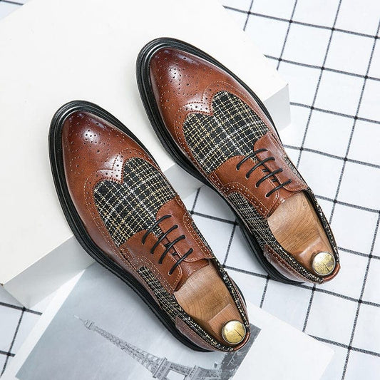 Men&#39;s Dress Oxford Shoes Fashion Genuine Leather printing Brogue Wedding Party Formal Business Shoes for Men Comfy Leather shoes