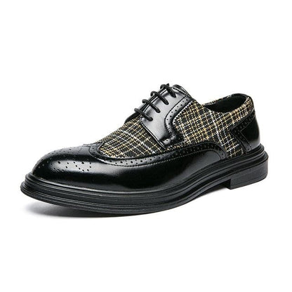 Men's Dress Oxford Shoes Fashion Genuine Leather printing Brogue Wedding Party Formal Business Shoes for Men Comfy Leather shoes