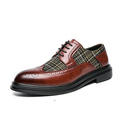 Men's Dress Oxford Shoes Fashion Genuine Leather printing Brogue Wedding Party Formal Business Shoes for Men Comfy Leather shoes