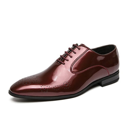 New Oxford Shoes Men Shoes PU Solid Color Fashion Business Casual Wedding Daily Classic Brogue Carved Lace-up Dress Shoes CP088