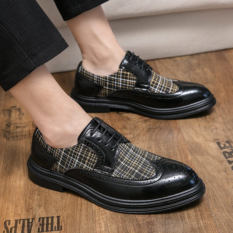 Mens Business Shoes Suits Color Matching Oxford Shoes Broch Carved Office Banquet Leather Shoes Fashion Wedding Shoes Size 45