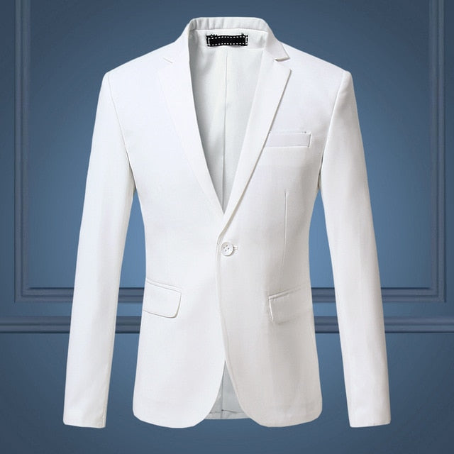 High Quality Men Slim Casual White Suit , Large Size Brands Men's business Casual Flow of Pure Color Blazers Men