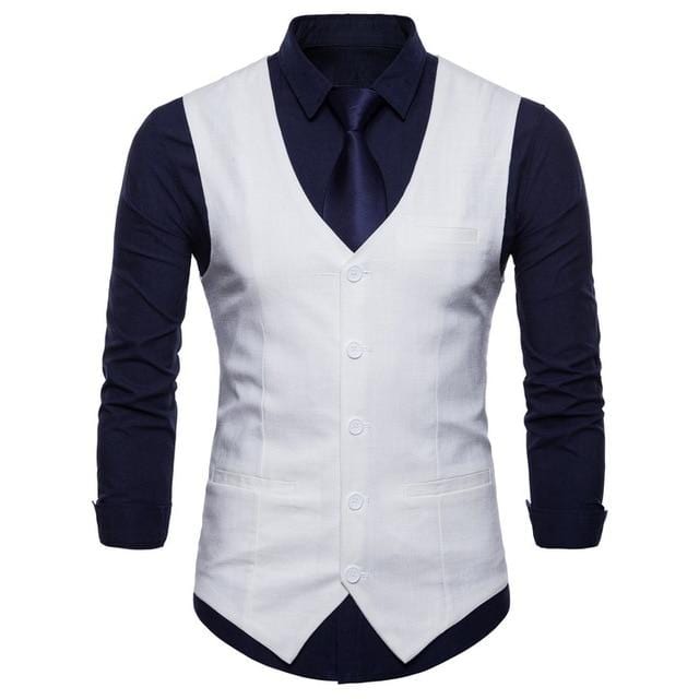 Mens Slim Fit Single Breasted Suit Vest 2018 Brand New Formal Dress Business Wedding Vest Waistcoat Men Solid Color Gilet Homme