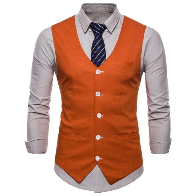 Mens Slim Fit Single Breasted Suit Vest 2018 Brand New Formal Dress Business Wedding Vest Waistcoat Men Solid Color Gilet Homme