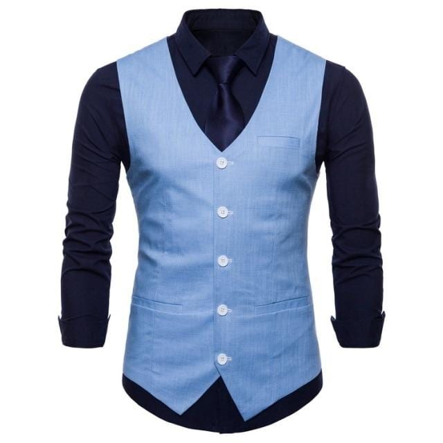 Mens Slim Fit Single Breasted Suit Vest 2018 Brand New Formal Dress Business Wedding Vest Waistcoat Men Solid Color Gilet Homme