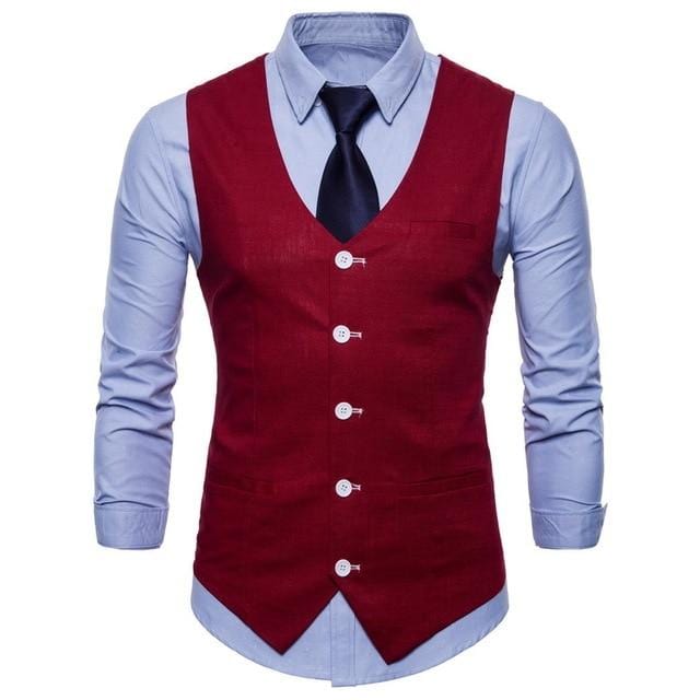 Mens Slim Fit Single Breasted Suit Vest 2018 Brand New Formal Dress Business Wedding Vest Waistcoat Men Solid Color Gilet Homme