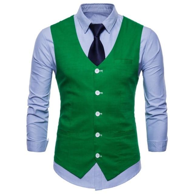 Mens Slim Fit Single Breasted Suit Vest 2018 Brand New Formal Dress Business Wedding Vest Waistcoat Men Solid Color Gilet Homme