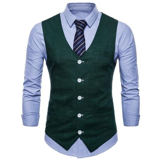 Mens Slim Fit Single Breasted Suit Vest 2018 Brand New Formal Dress Business Wedding Vest Waistcoat Men Solid Color Gilet Homme