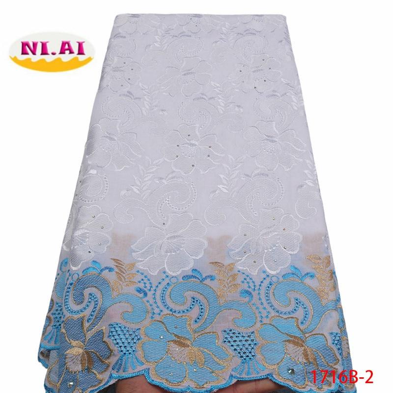 Nigerian African Lace Fabrics High Quality For Men Cotton Dry Lace Fabric With Stones Swiss Voile Lace In Switzerland XY1716B-2