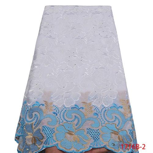 Nigerian African Lace Fabrics High Quality For Men Cotton Dry Lace Fabric With Stones Swiss Voile Lace In Switzerland XY1716B-2