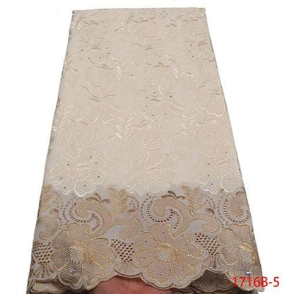 Nigerian African Lace Fabrics High Quality For Men Cotton Dry Lace Fabric With Stones Swiss Voile Lace In Switzerland XY1716B-2