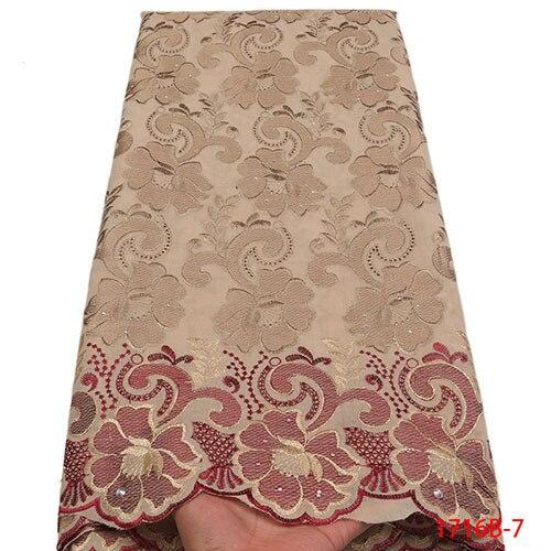 Nigerian African Lace Fabrics High Quality For Men Cotton Dry Lace Fabric With Stones Swiss Voile Lace In Switzerland XY1716B-2