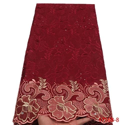 Nigerian African Lace Fabrics High Quality For Men Cotton Dry Lace Fabric With Stones Swiss Voile Lace In Switzerland XY1716B-2