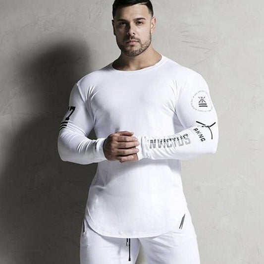 Bărbați Culturism Tricou cu mânecă lungă Bărbați Ocazional Modă Tricou slăbit Bărbați Săli de sport Fitness Antrenament Tricou Topuri Jogger Brand Imbracaminte