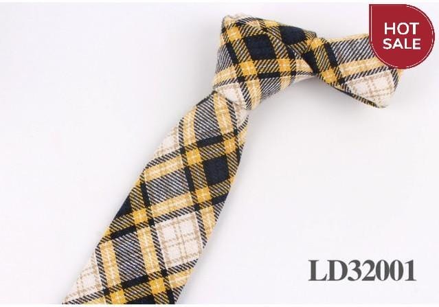 New Plaid Cotton Ties Skinny Causal Neck tie For Men Suits Mens Slim Necktie For Business Cravats 7cm Width Groom Neckties