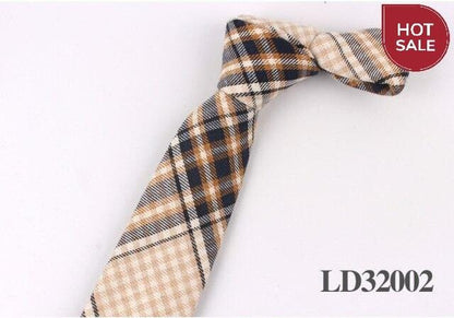 New Plaid Cotton Ties Skinny Causal Neck tie For Men Suits Mens Slim Necktie For Business Cravats 7cm Width Groom Neckties