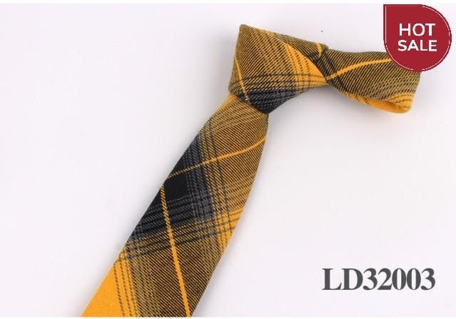 New Plaid Cotton Ties Skinny Causal Neck tie For Men Suits Mens Slim Necktie For Business Cravats 7cm Width Groom Neckties