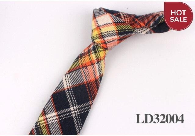 New Plaid Cotton Ties Skinny Causal Neck tie For Men Suits Mens Slim Necktie For Business Cravats 7cm Width Groom Neckties