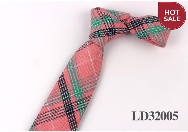 New Plaid Cotton Ties Skinny Causal Neck tie For Men Suits Mens Slim Necktie For Business Cravats 7cm Width Groom Neckties