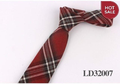 New Plaid Cotton Ties Skinny Causal Neck tie For Men Suits Mens Slim Necktie For Business Cravats 7cm Width Groom Neckties