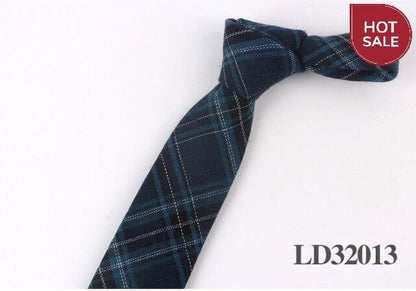 New Plaid Cotton Ties Skinny Causal Neck tie For Men Suits Mens Slim Necktie For Business Cravats 7cm Width Groom Neckties