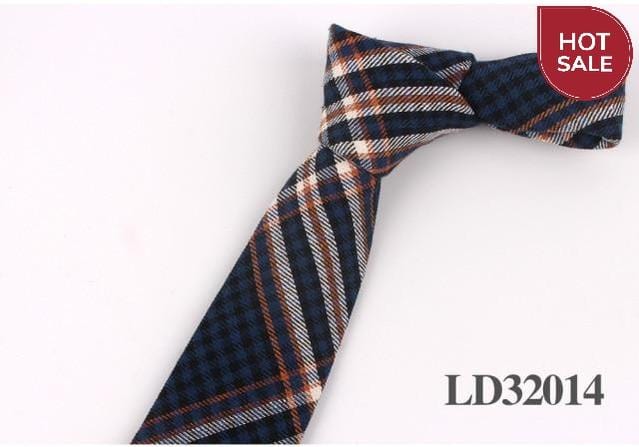 New Plaid Cotton Ties Skinny Causal Neck tie For Men Suits Mens Slim Necktie For Business Cravats 7cm Width Groom Neckties