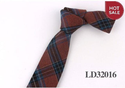 New Plaid Cotton Ties Skinny Causal Neck tie For Men Suits Mens Slim Necktie For Business Cravats 7cm Width Groom Neckties