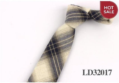 New Plaid Cotton Ties Skinny Causal Neck tie For Men Suits Mens Slim Necktie For Business Cravats 7cm Width Groom Neckties